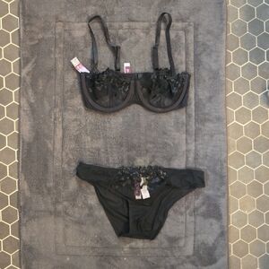 Adore Me Black Lace Bra and Panty Set